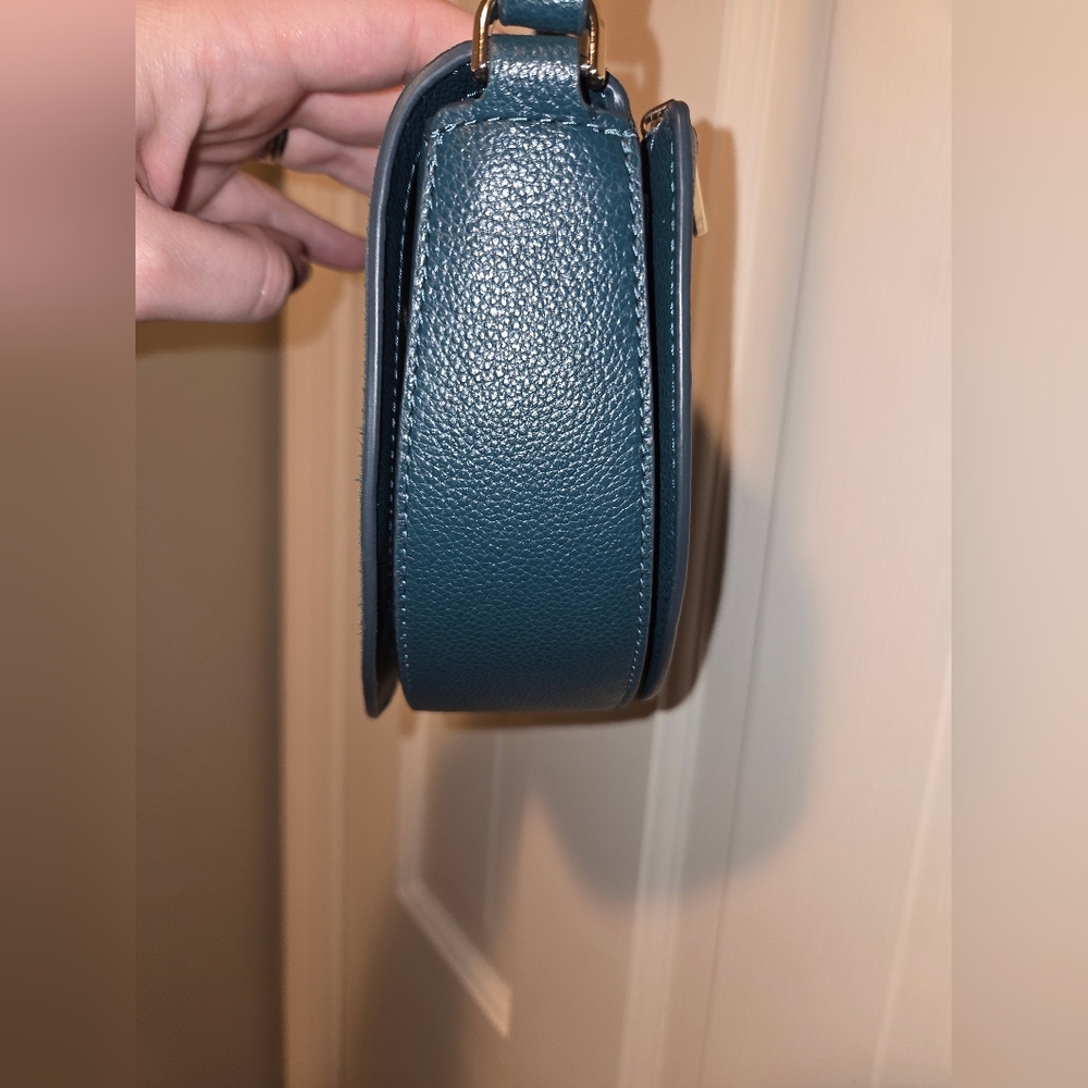 Kate Spade dark turquoise Crossbody Saddle Bag suede and pebbled leather bag - Picture 9 of 16